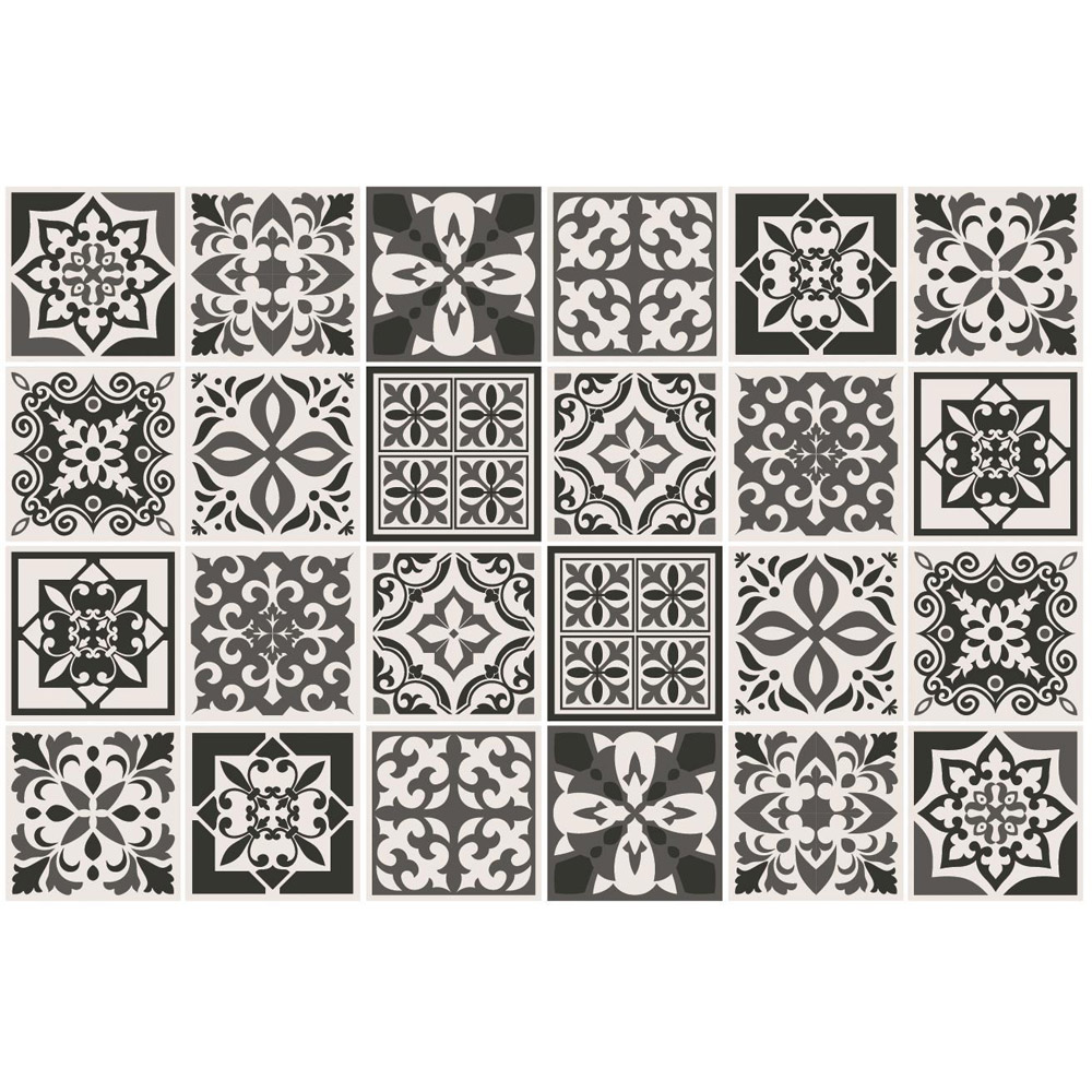 Walplus Ethor Dark Grey Mediterranean Tile Sticker 24 Pack Image 2