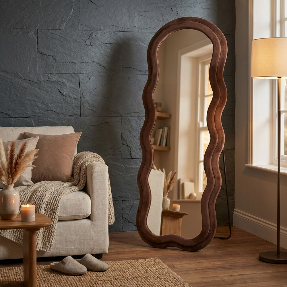 Plush Wavy Taupe Lean To Mirror Image 2