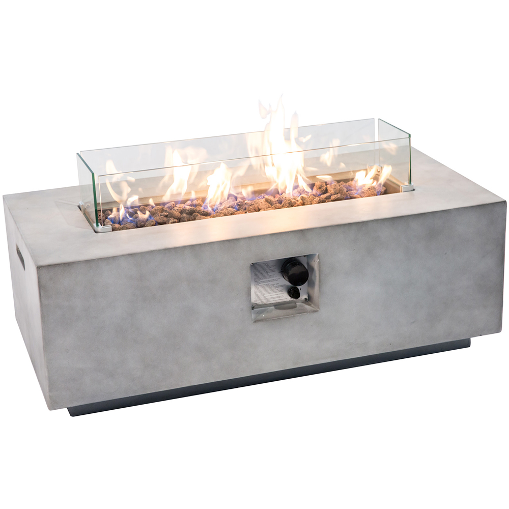 Teamson Home 50000BTU Light Concrete Rectangular Propane Gas Fire Pit Image 1
