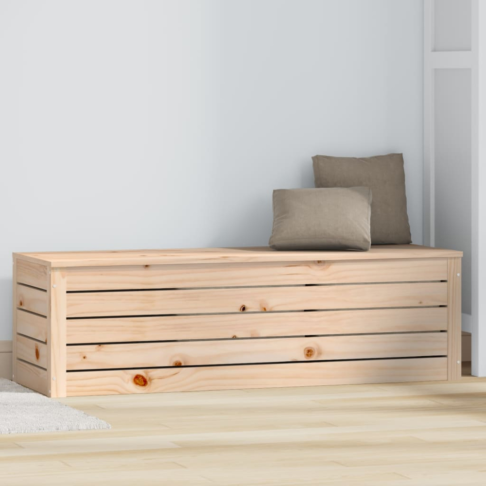 vidaXL Natural Solid Pinewood Storage Box with Lid Image 2