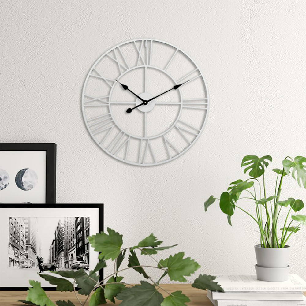 Living and Home Vintage Round Wall Clock 40cm Image 2