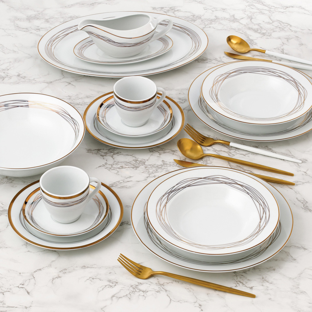 Waterside Gold Swirl 35 Piece Dinner Set Image 2