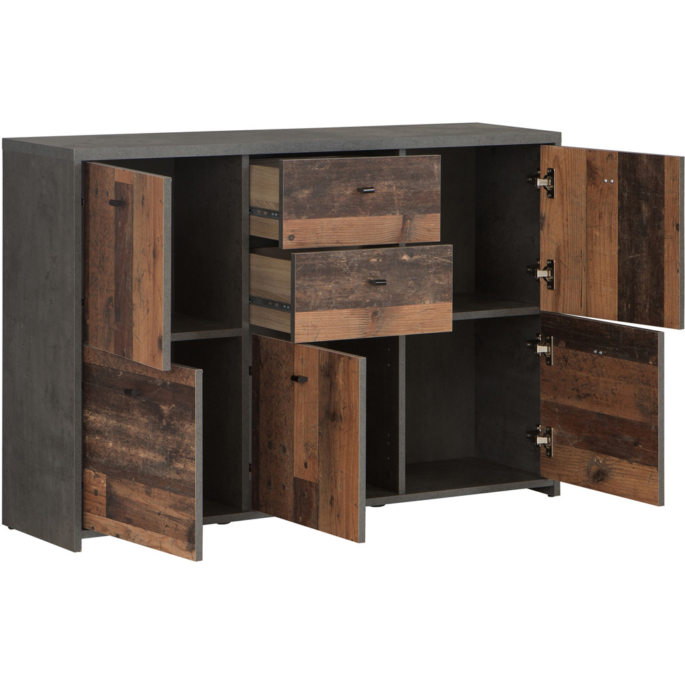 Florence Best 5 Doors 2 Drawers Dark Grey Old-Wood Storage Chest Image 4