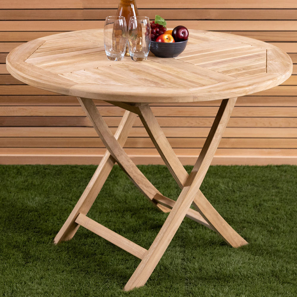 Charles Bentley Teak Wood 4 Seater Round Table Image 1