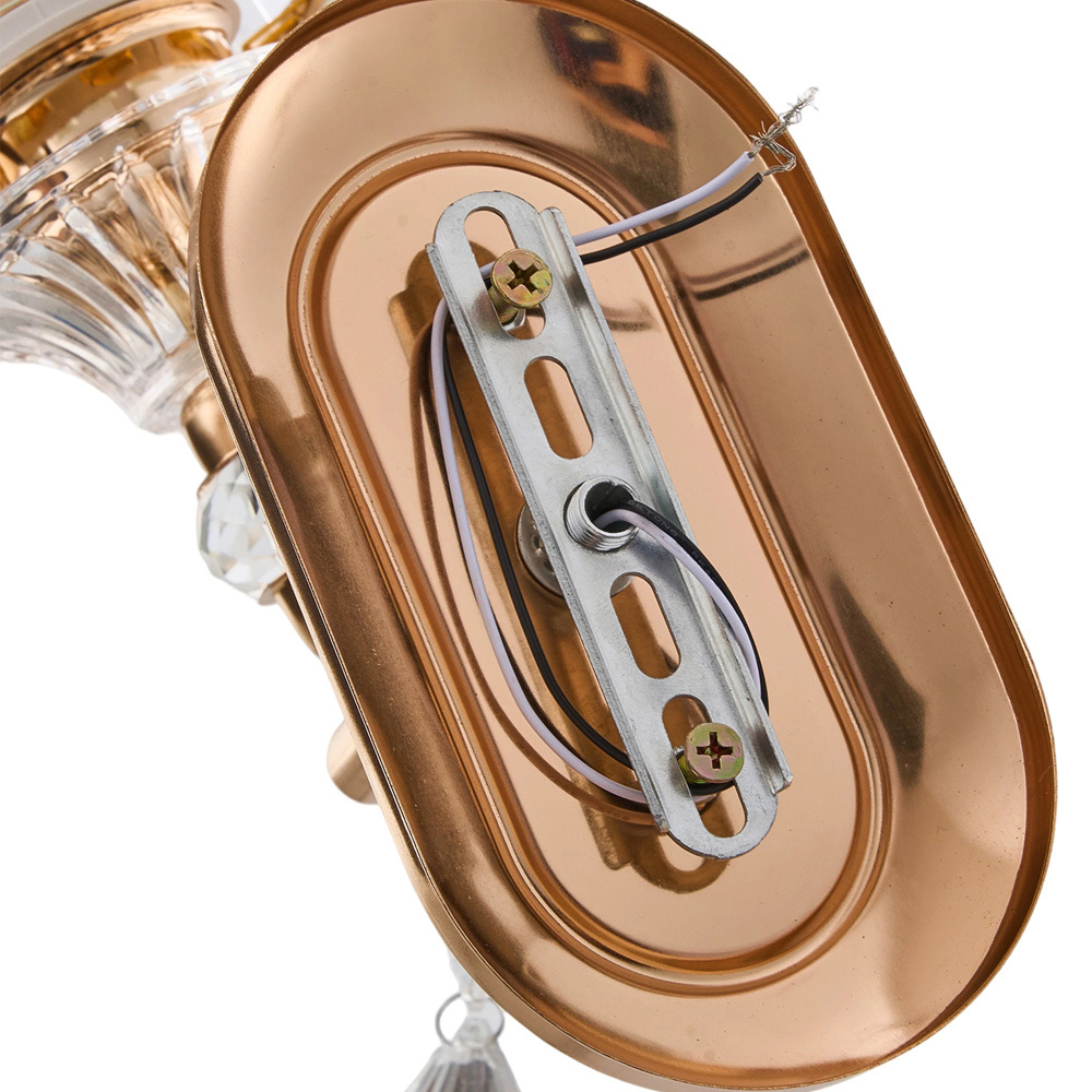 Living and Home Elegant Gold Metal and Crystal E27 Wall Light Image 3