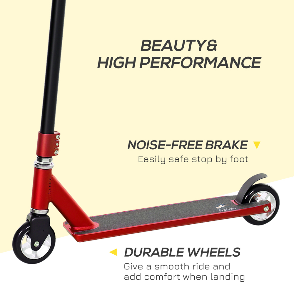 HOMCOM Red Lightweight Entry Level Complete Trick Kick Stunt Scooter Image 4