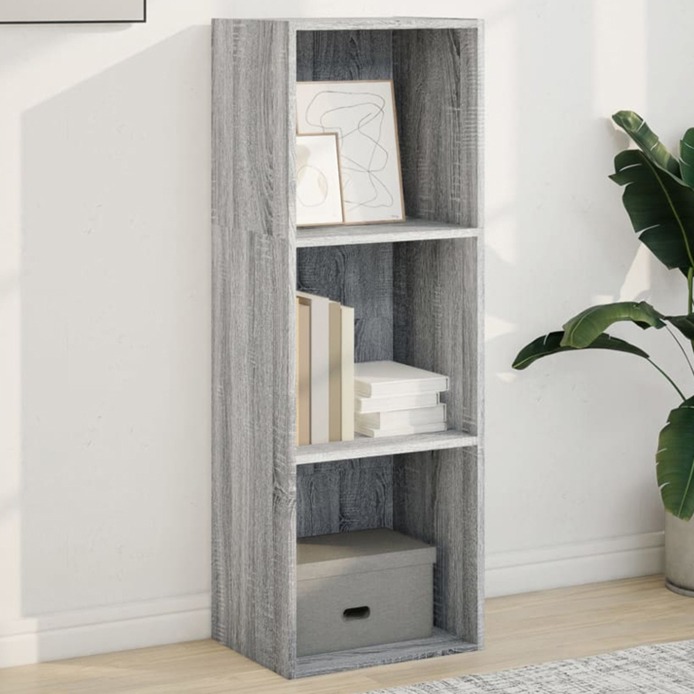vidaXL 3 Shelf Grey Sonoma Bookcase Image 1