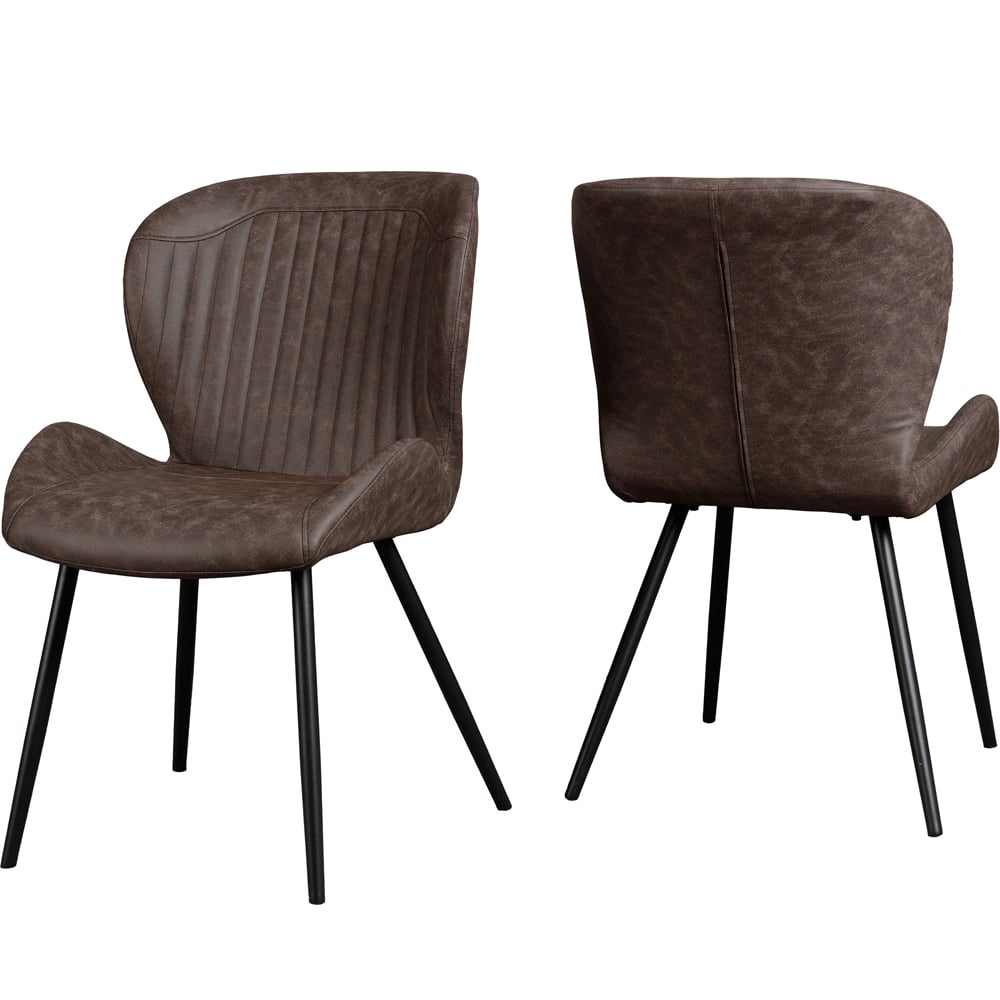 Seconique Quebec Set of 4 Brown PU Upholstered Dining Chair Image 2