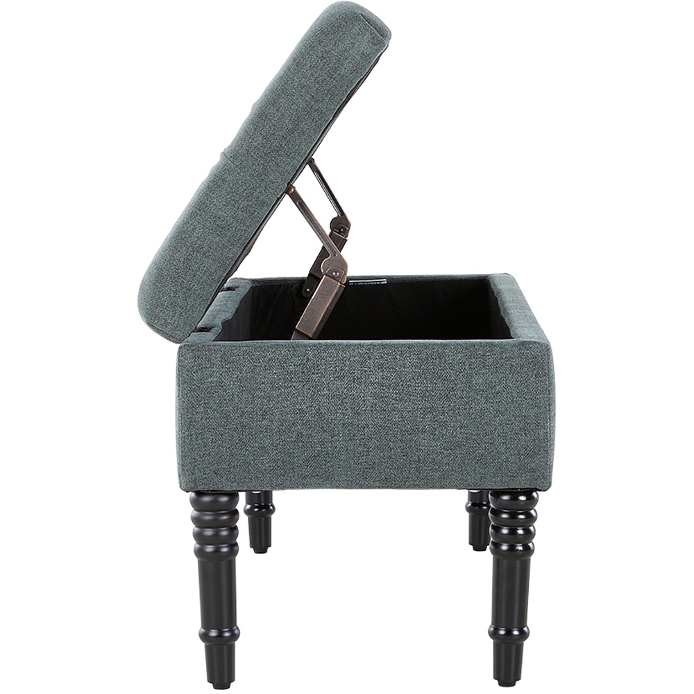 Living and Home 2 Seater Green Vintage Linen Ottoman Bench Image 6