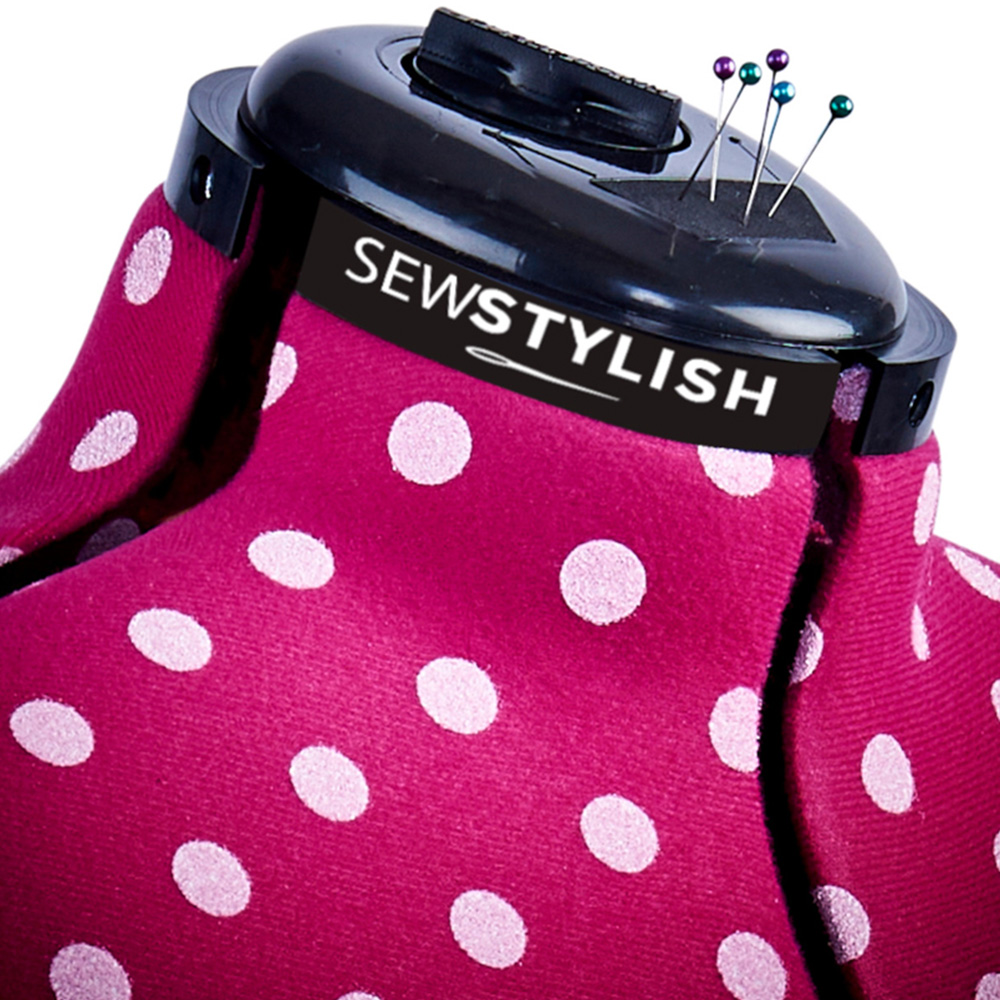Sewing Online 5905A Cerise Polka Adjustable 8-Part Dressmakers Dummy with Hem Marker Small Image 4