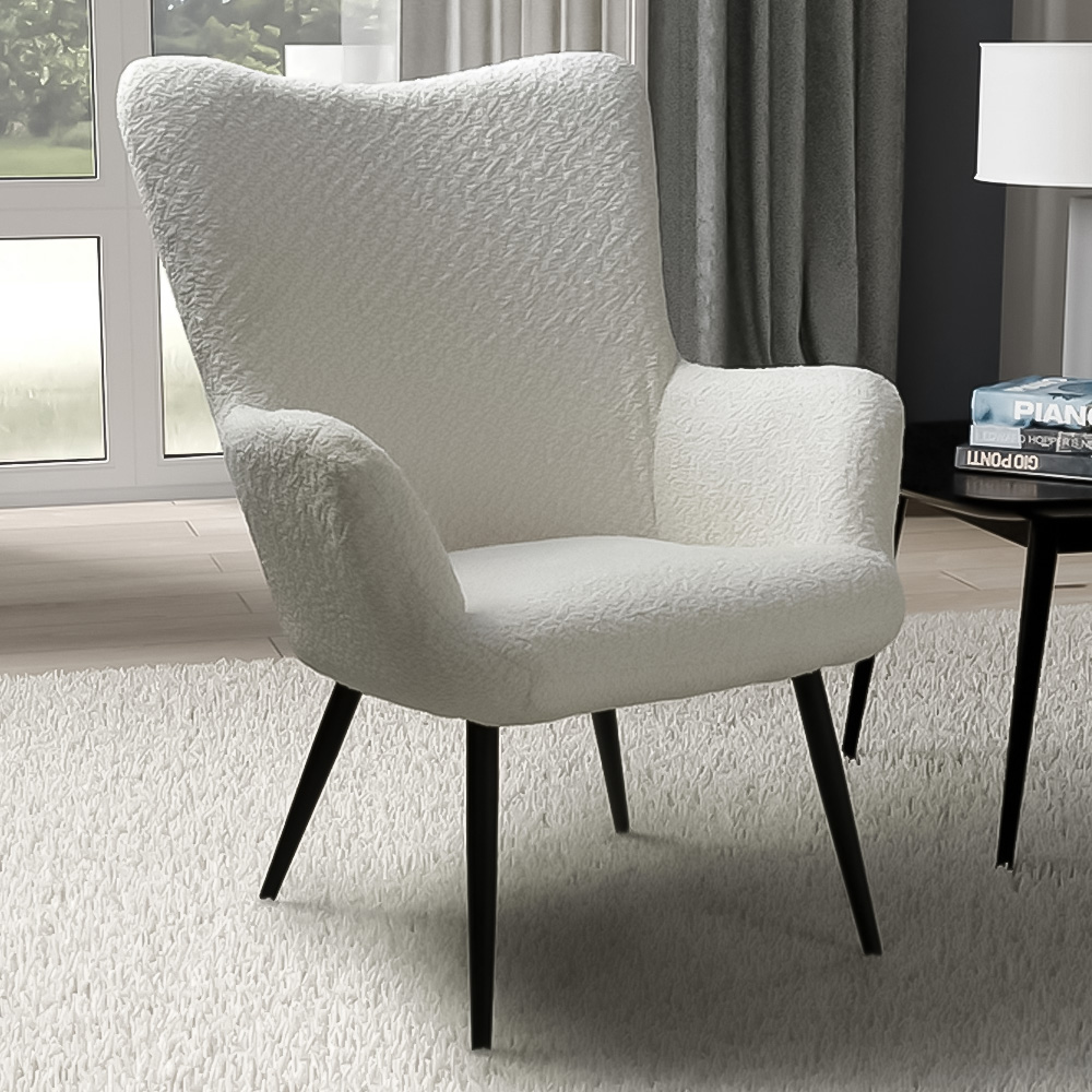 Bordeaux Textured Chenille Effect White Armchair Image 1