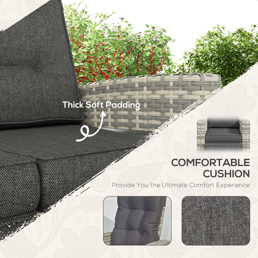 Outsunny 4 Seater Light Grey Rattan Outdoor Sofa Set Image 5