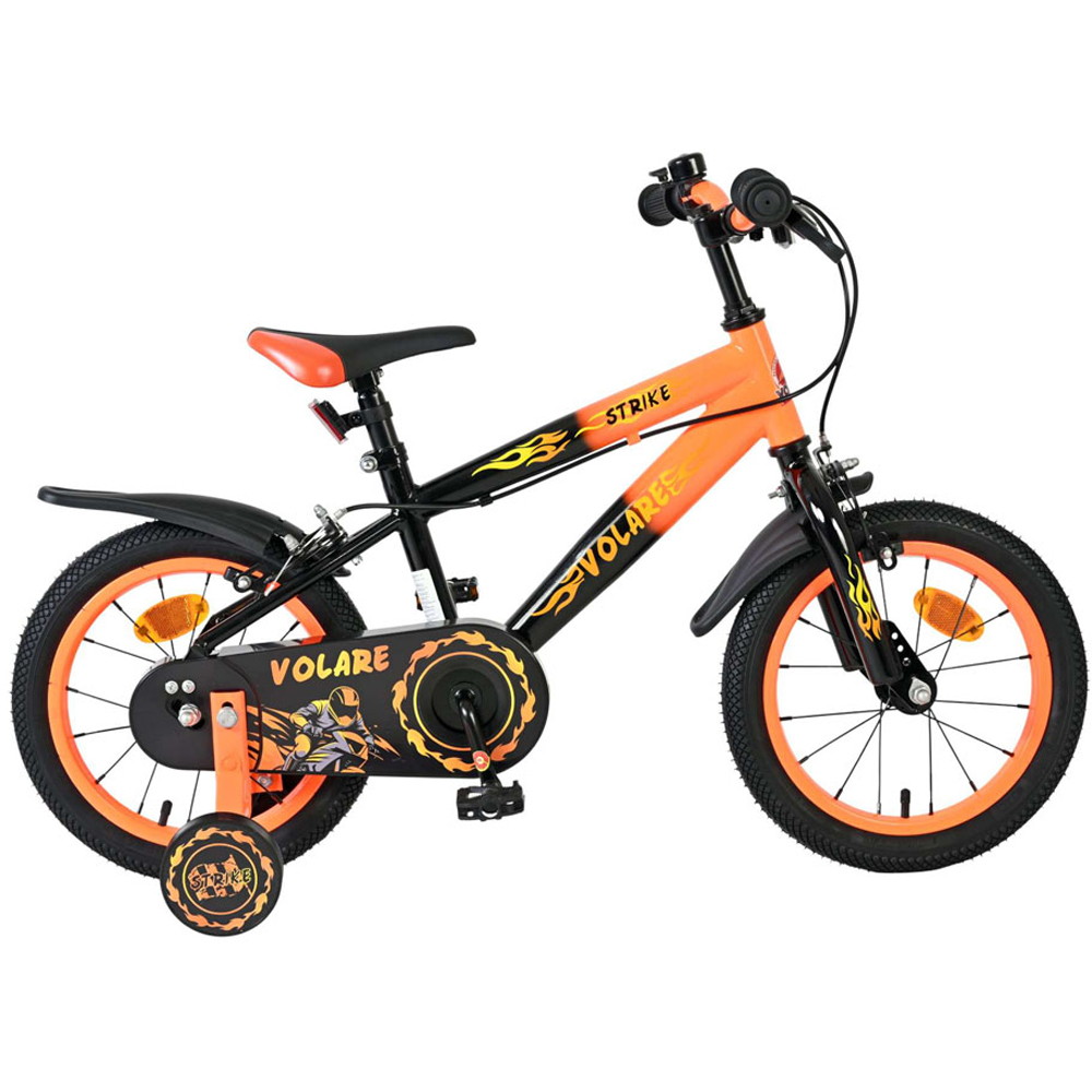 Volare Strike Kids 14 inch Orange and Black Bike with Stabilisers Image 6