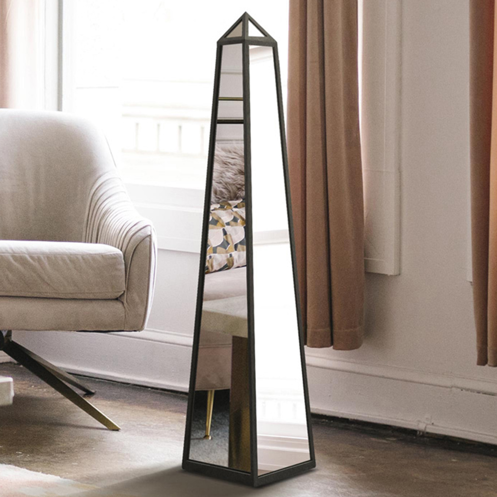 MirrorOutlet The Obelisk Black Metal Edged Mirrored Ornament 100 x 20cm Image 2