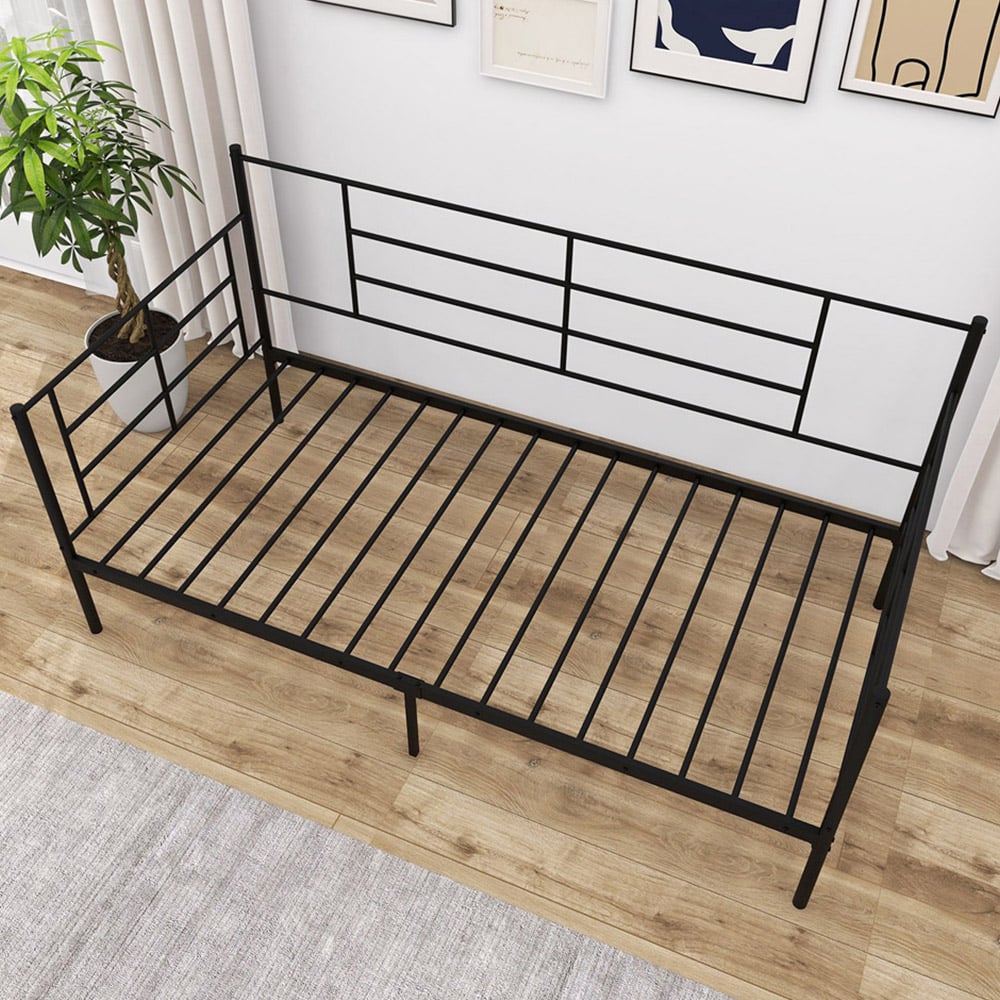 Costway Single Size 2 in 1 Black Daybed with Arms Image 1