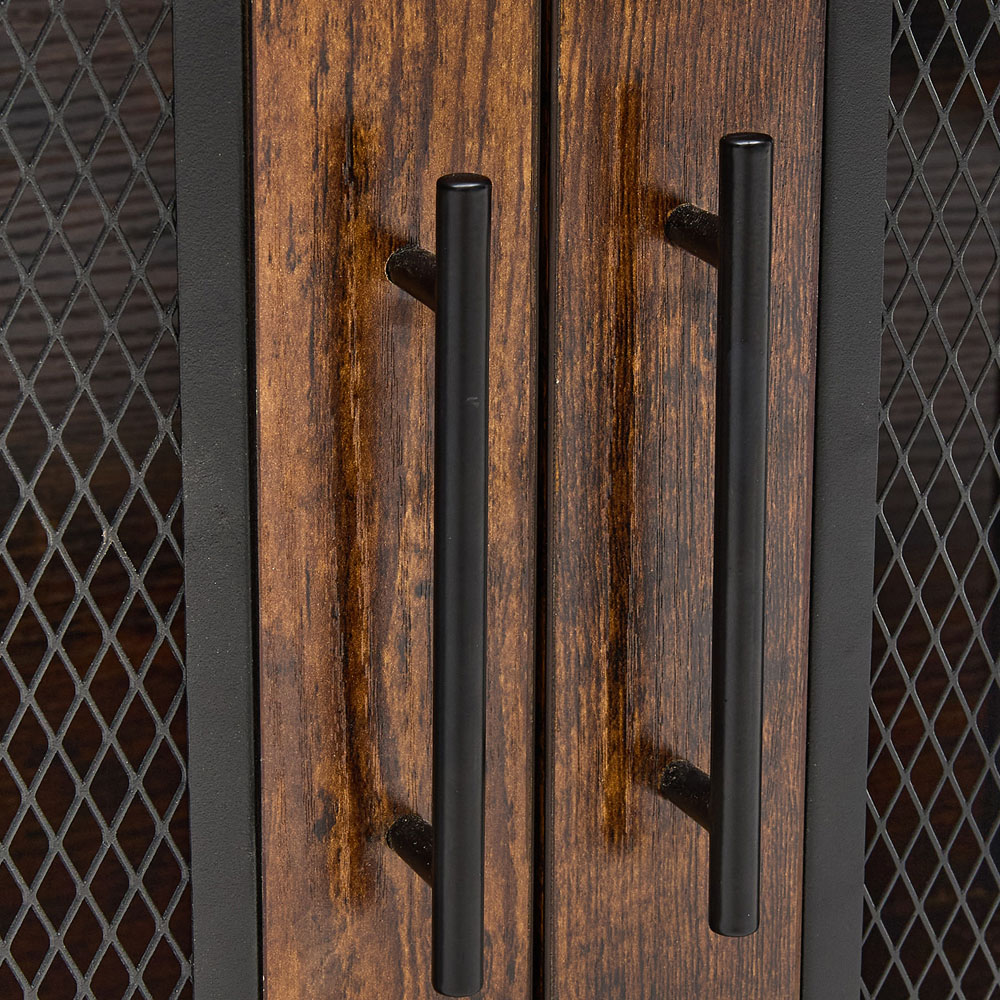 Living and Home 2 Door 3 Shelf Retro Brown Bar Cabinet with 5 Bottle Wine Rack Image 3