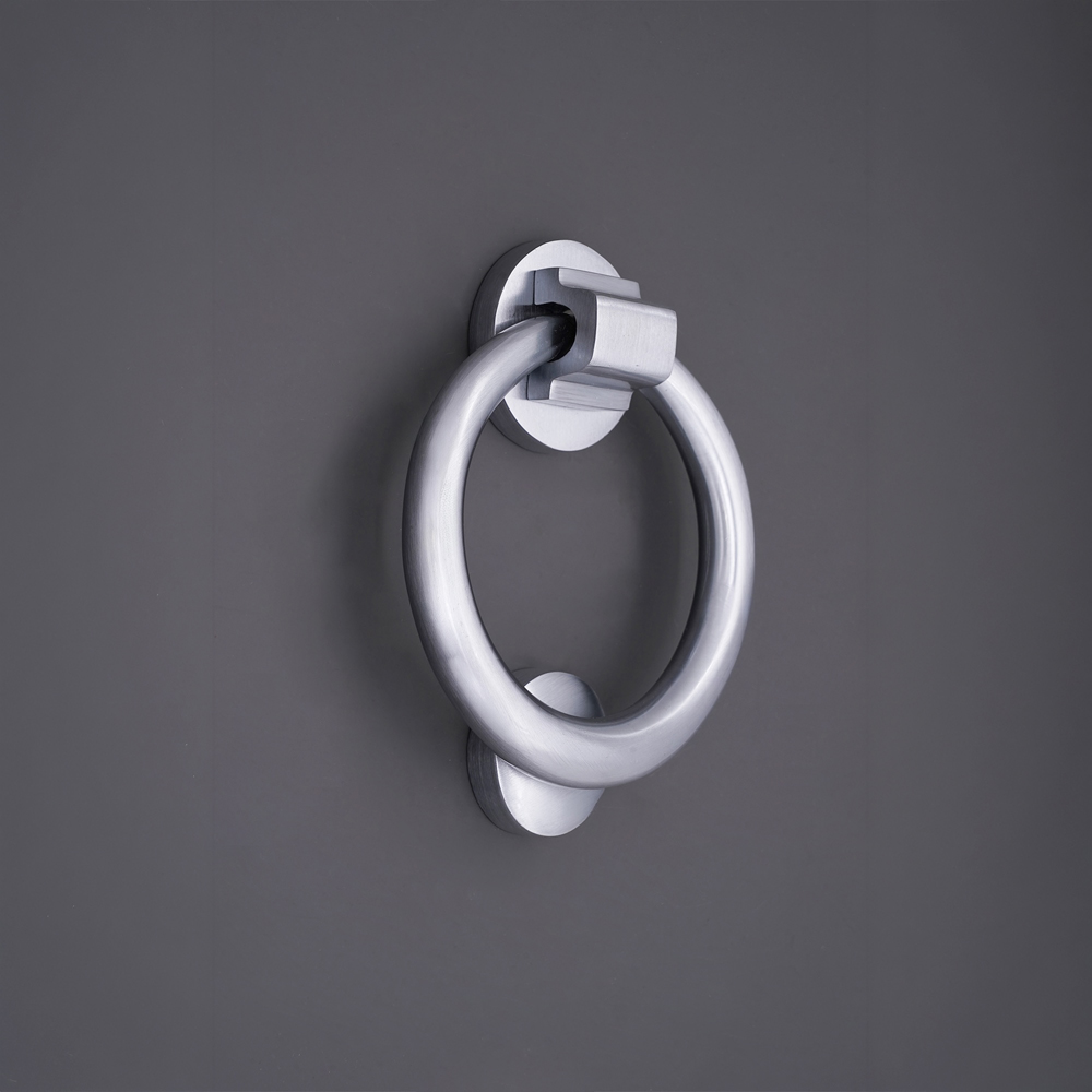 Spira Brass Satin Chrome Ring Door Knocker Image 2