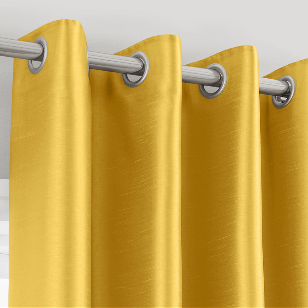 Intimates Faux Silk Ochre Ring Top Curtains 168X229cm Image 2