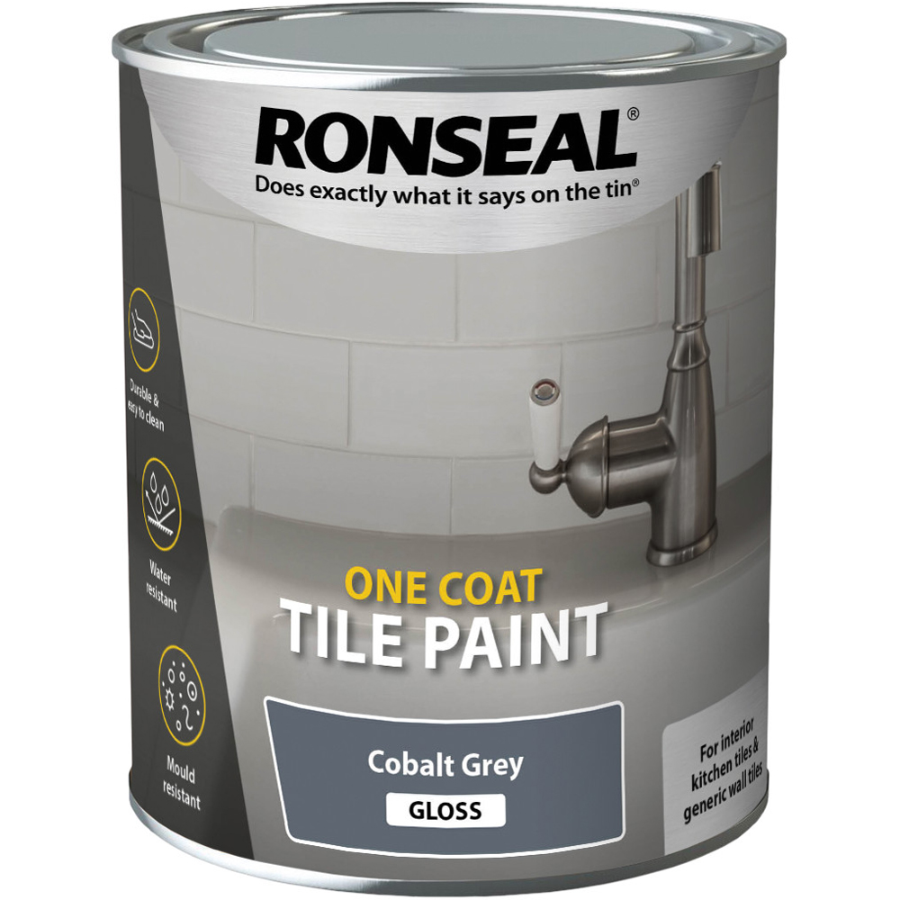 Ronseal Cobalt Grey Gloss One Coat Tile Paint 750ml Image 2