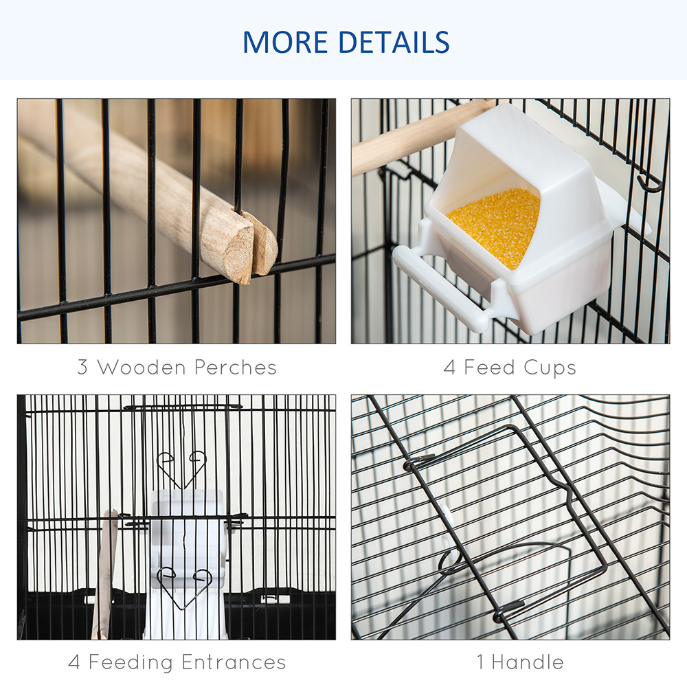 PawHut Black Large Bird Cage with Stand 92 x 47 x 36cm Image 5