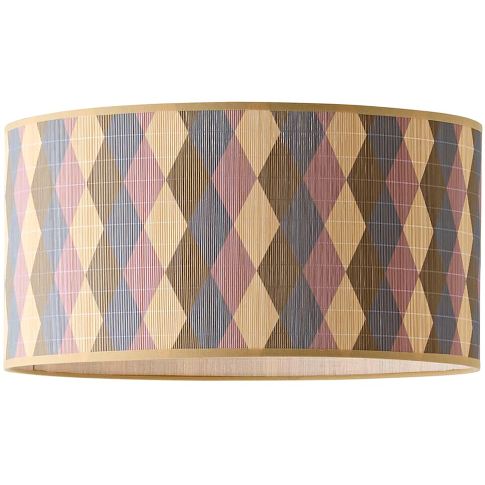 ValueLights Lori Diamond Print Bamboo Drum Easy Fit Ceiling Light Lamp Shade 45cm Image 1