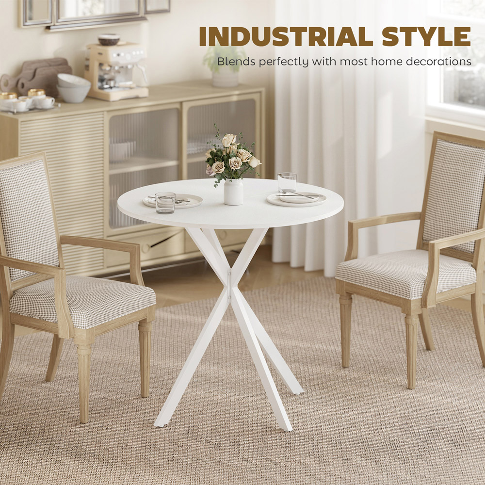 Portland 2 Seater Industrial Round Dining Table White Image 7