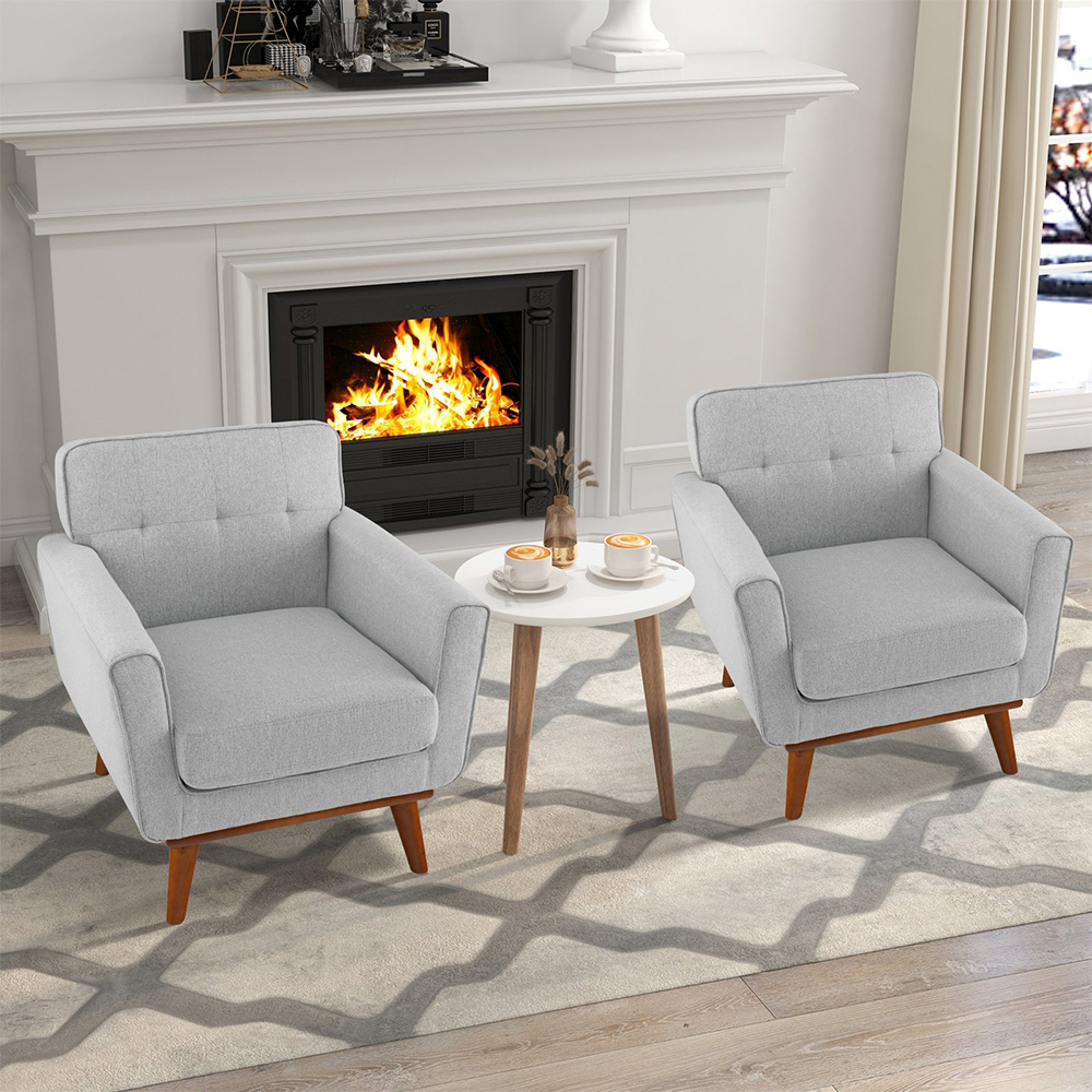 Costway Grey Padded Accent Armchair Image 4