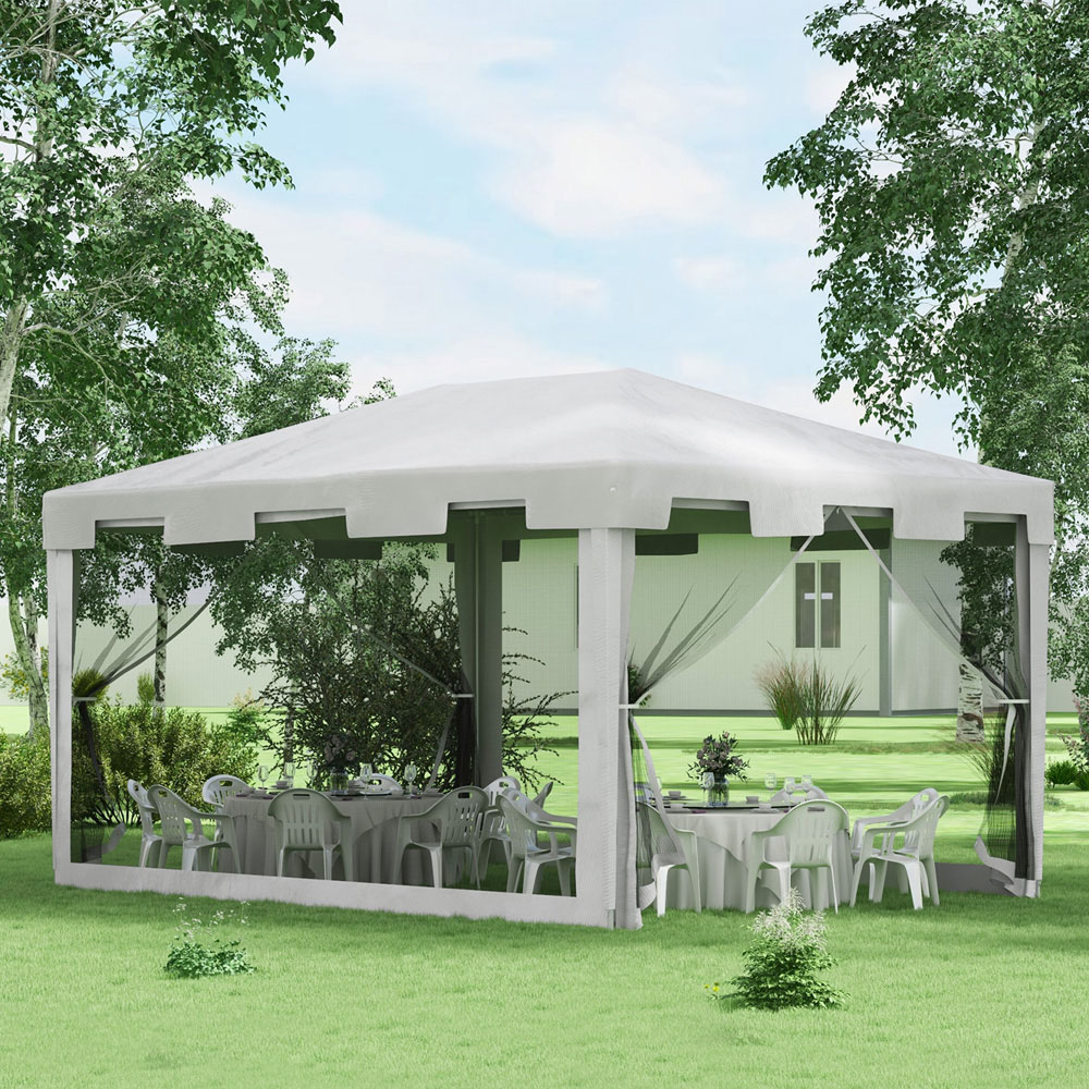 Outsunny 4 x 3m Gazebo Party Tent with Panel Image 1