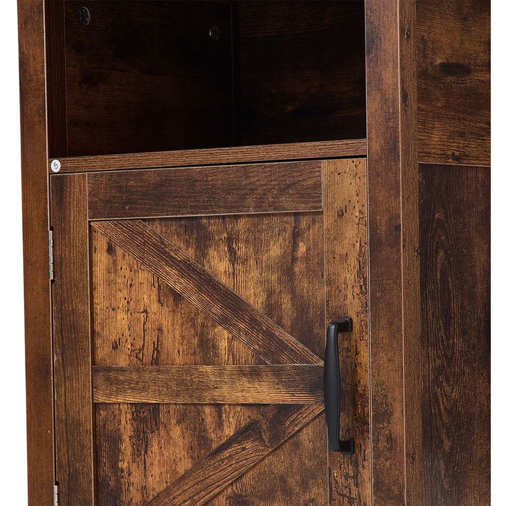 Living and Home Single Door Single Shelf Brown Bedside Table Image 3