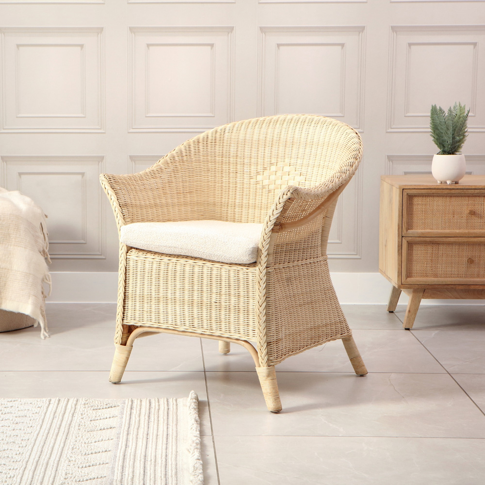 Desser Furniture Natural Wicker Adult King Size Loom Chair with Cushion Image 6