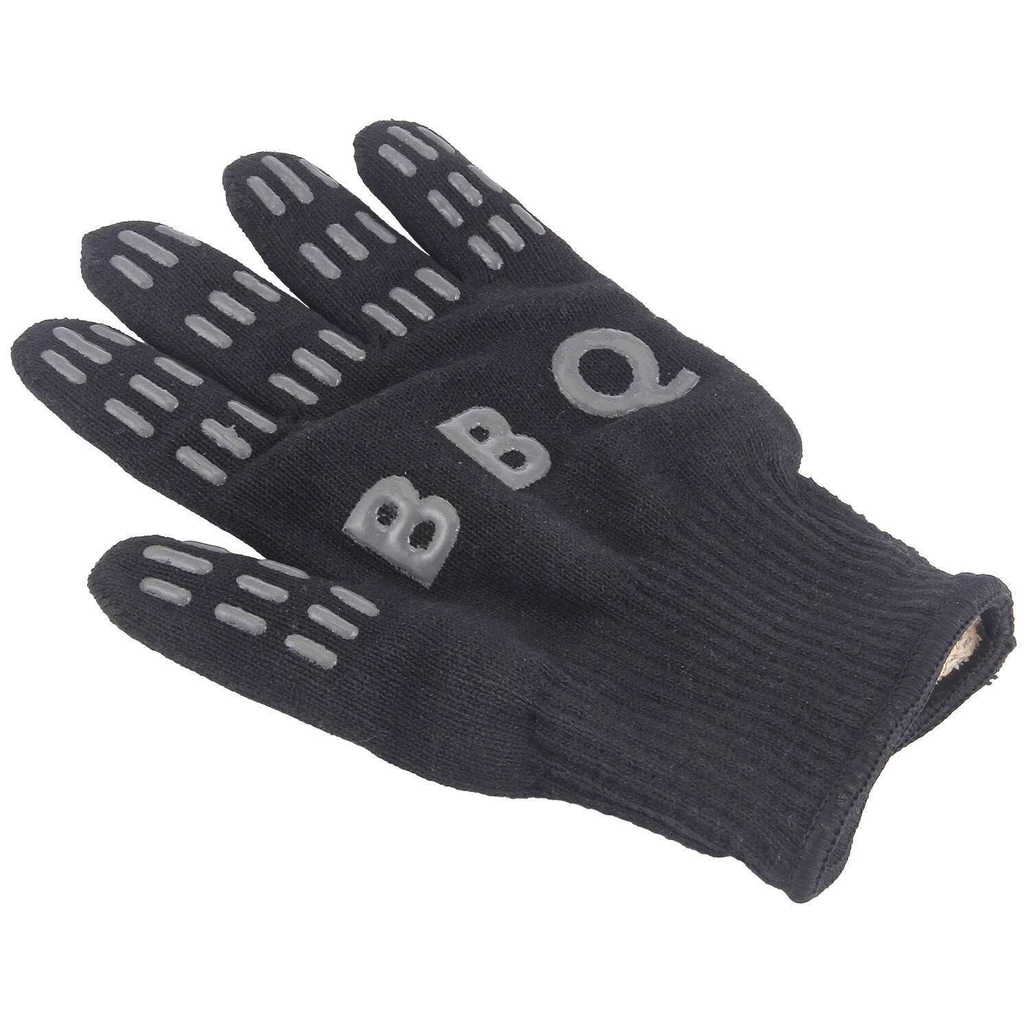 Black BBQ Glove with Silicone Coating - Black and Grey Image