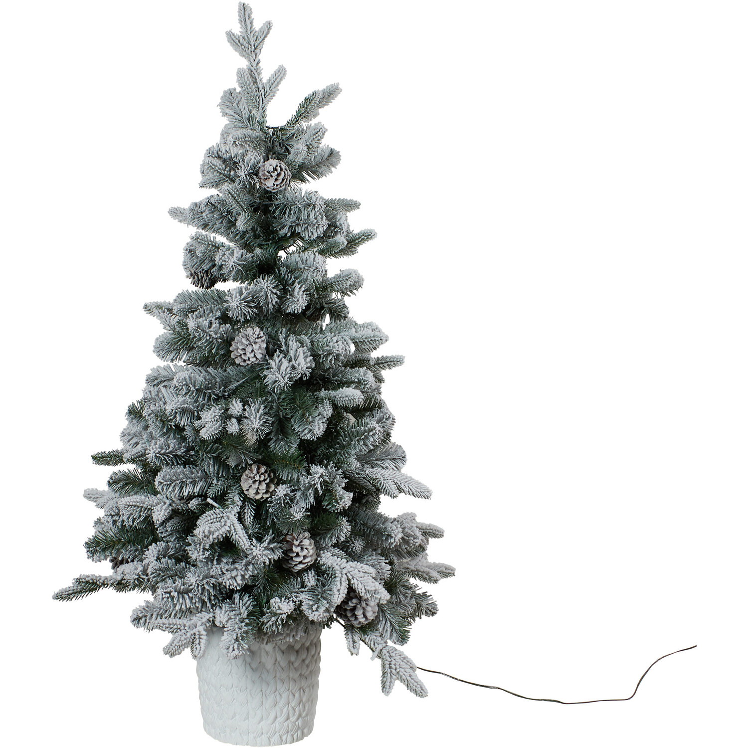 4ft Flocked Potted Pre-lit Tree Image 1