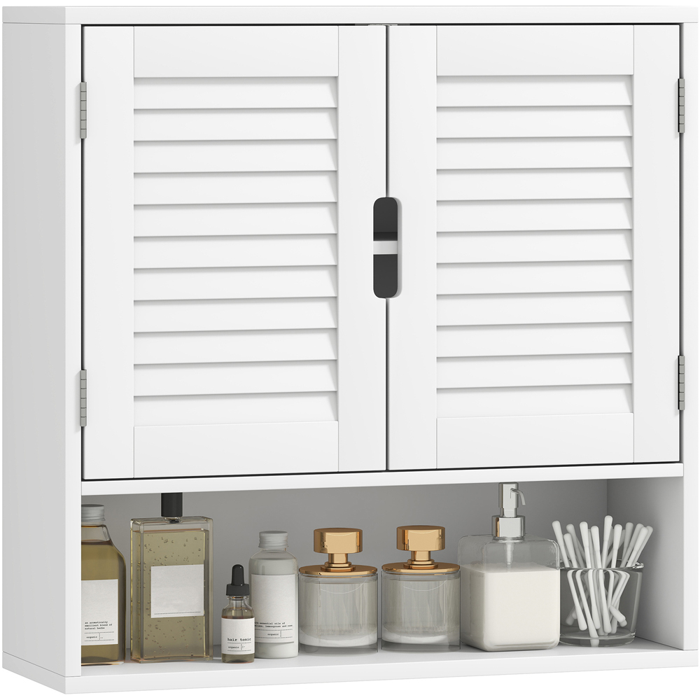 Portland 2 Door Single Shelf White Wall-Mounted Bathroom Storage Cabinet Image 2