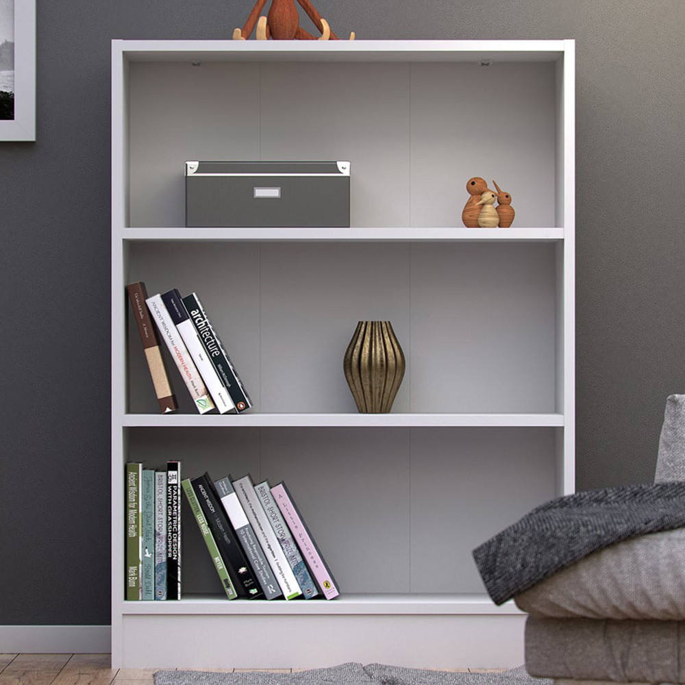 Florence Basic 2 Shelf White Wide Low Bookcase Image 1