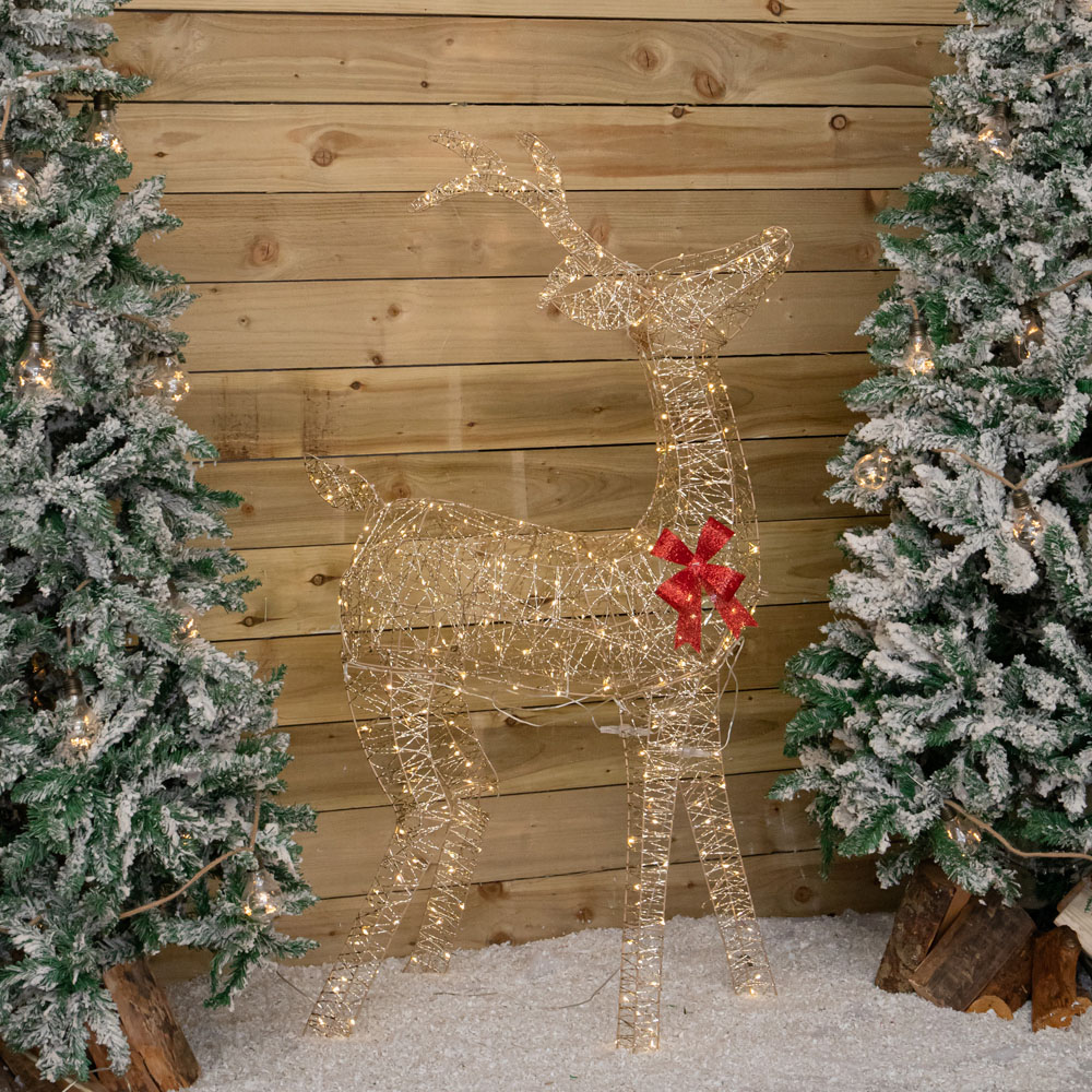 Samuel Alexander 300 Warm White LED Gold Twist Standing Reindeer Christmas Decoration 4ft Image 7