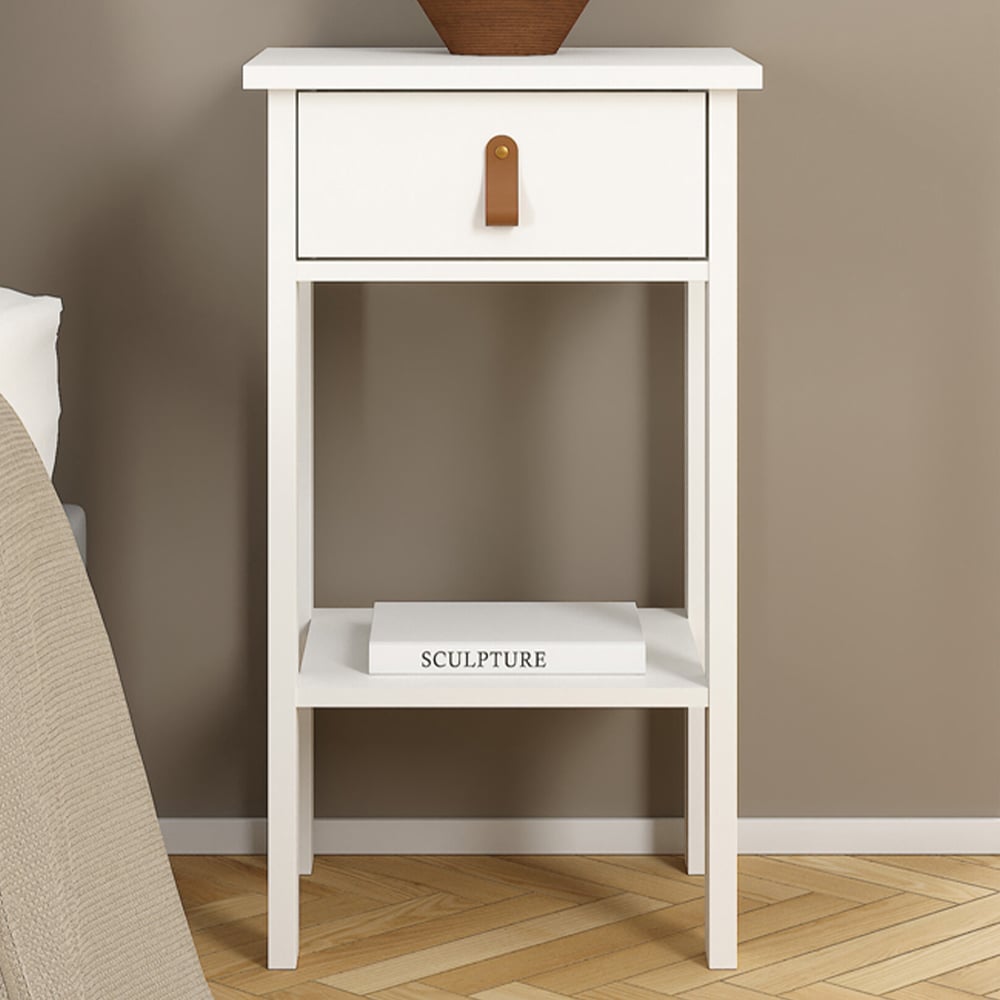 Florence Barcelona Single Drawer White Bedside Table Image 1