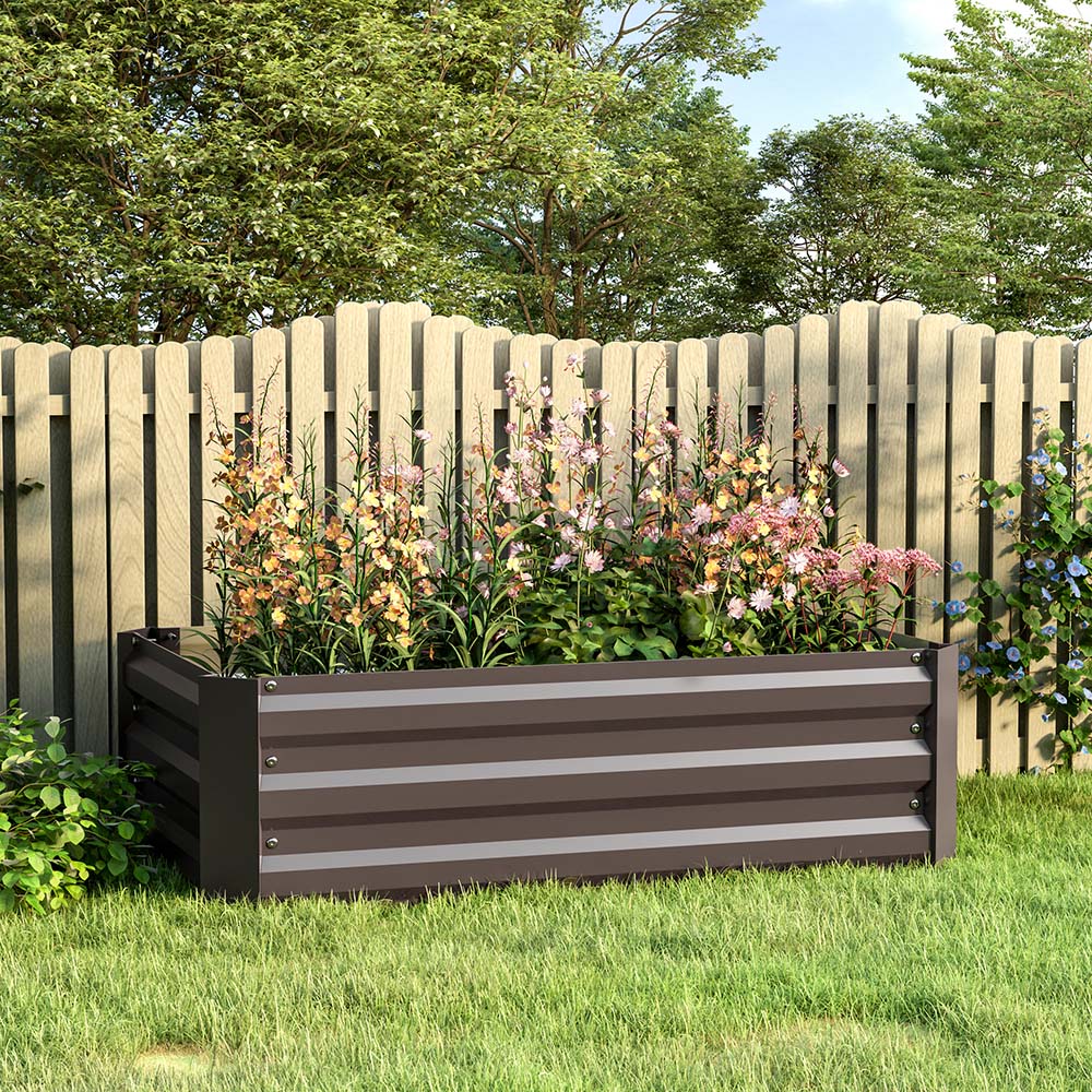 Living and Home Brown Galvanized Steel Rectangular Raised Garden Bed 60 x 100cm Image 5