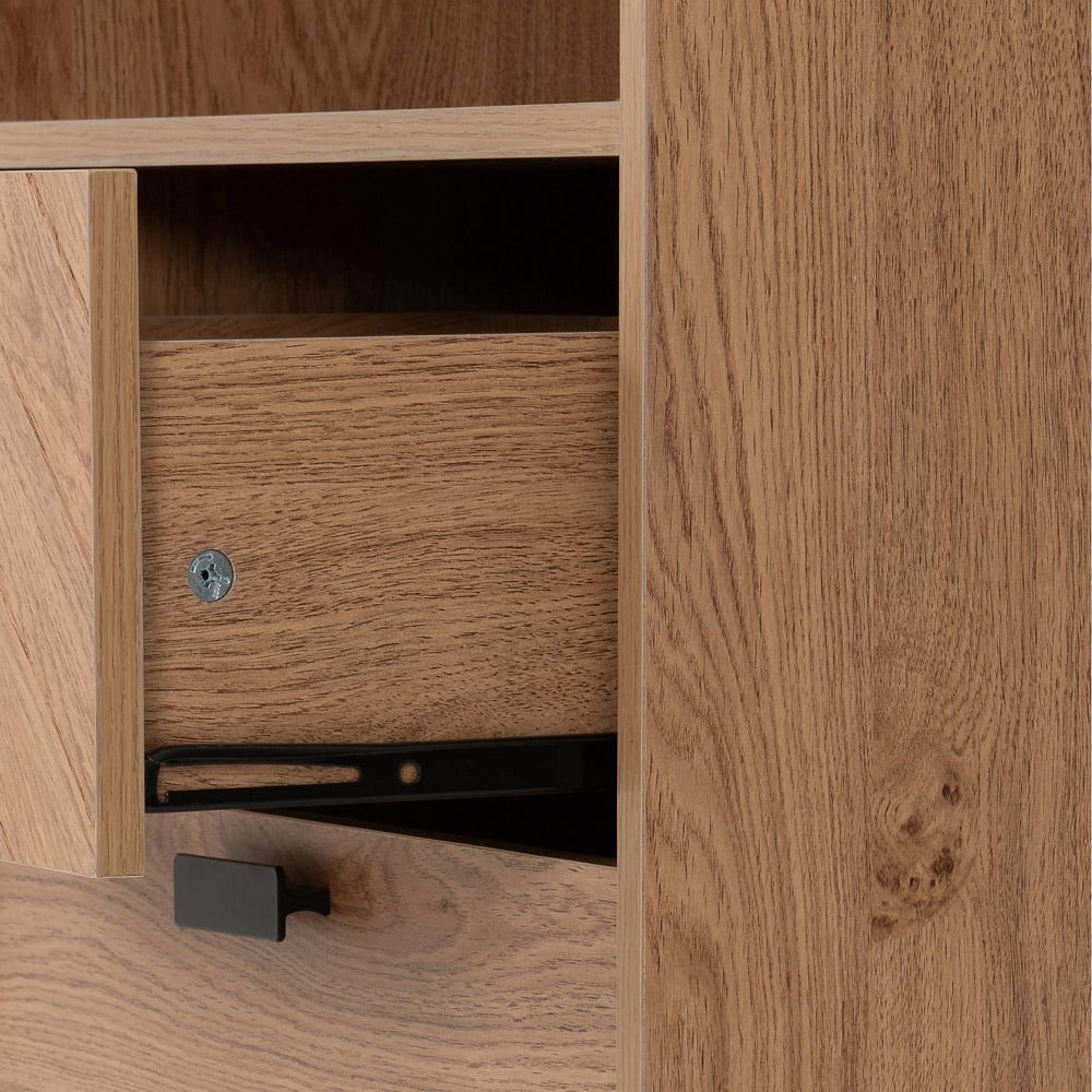 Seconique Leon 2 Drawer 2 Shelf Medium Oak Effect Cabinet Image 7