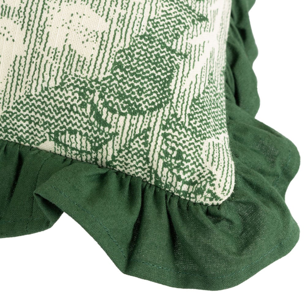 Paoletti Kirkton Bottle Green Floral Pleated Cushion Image 4