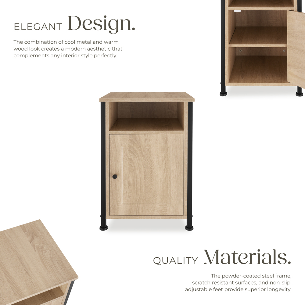 Tectake Blackburn Single Door Single Shelf Sonoma Oak Bedside Table Image 4