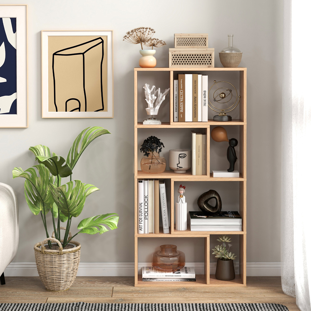 Costway 8 Cube Natural Geometric Bookshelf Image 4