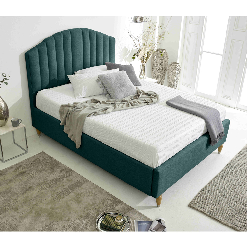 Eleganza Henrik Super King Size Green Arlington Fabric Bed Frame with Curved Headboard Image 7