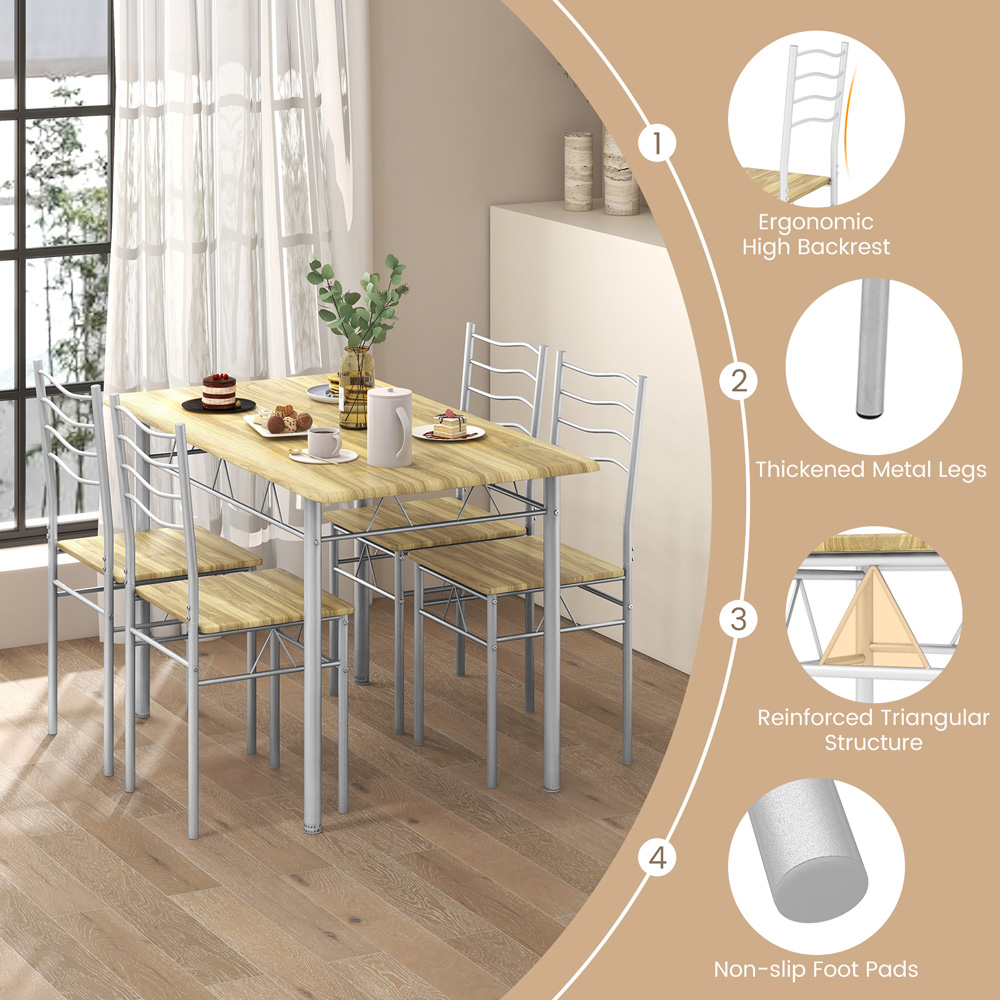 Costway 4 Seater Counter Height Dining Set Wood Image 4