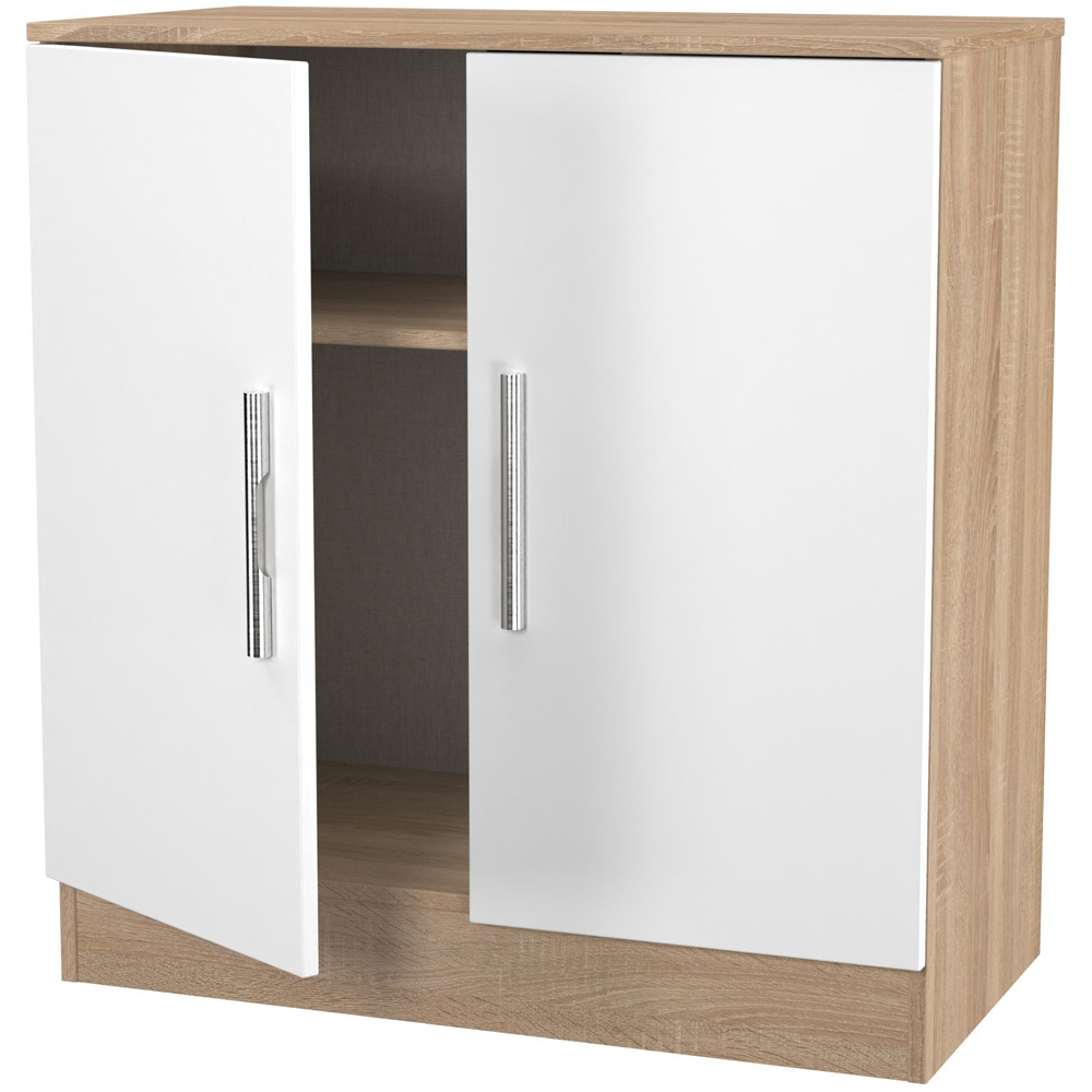 Crowndale Contrast 2 Door White Matt and Bardolino Oak Cabinet Ready Assembled Image 5