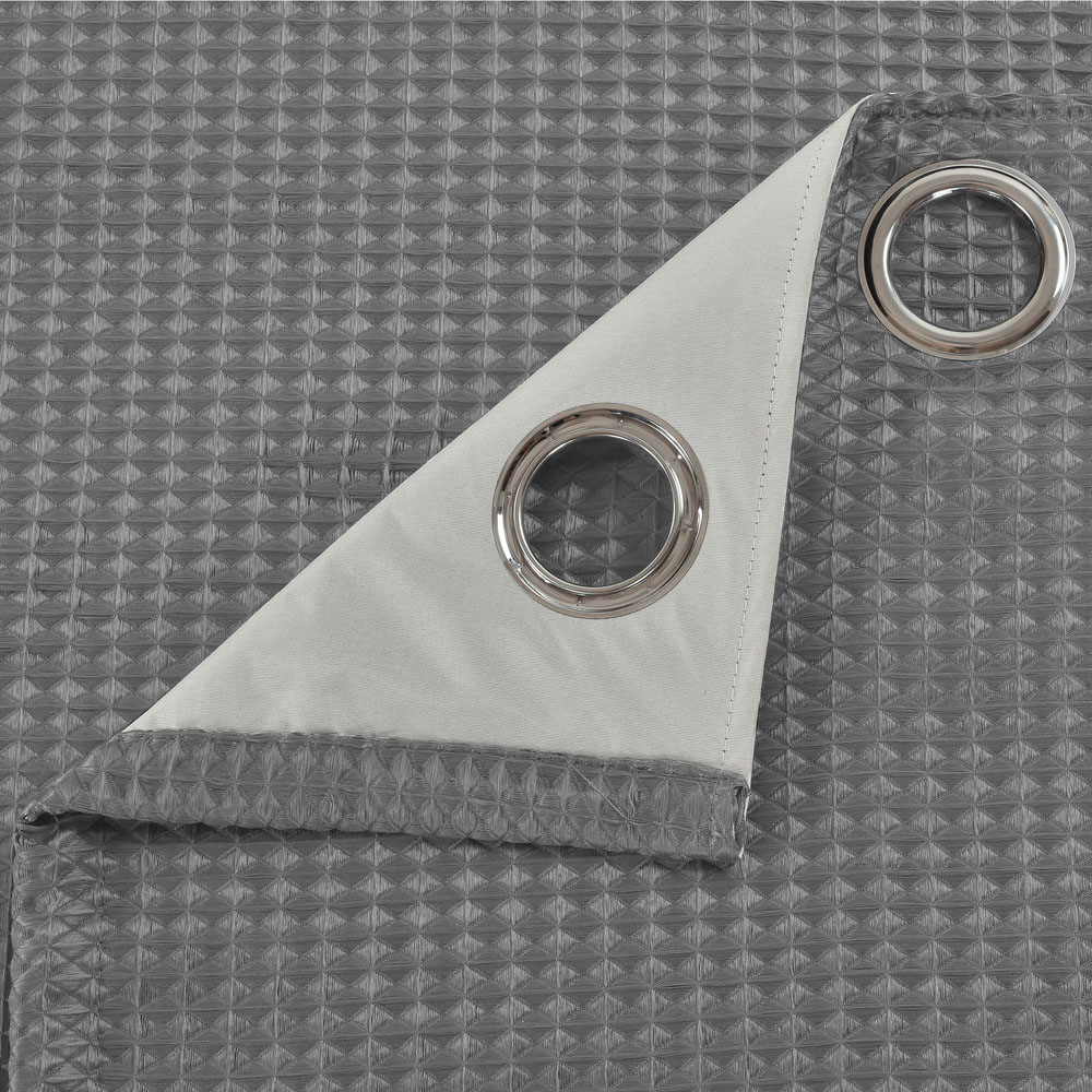Velosso Waffle Silver Blackout Curtains 117 x 137cm Image 3