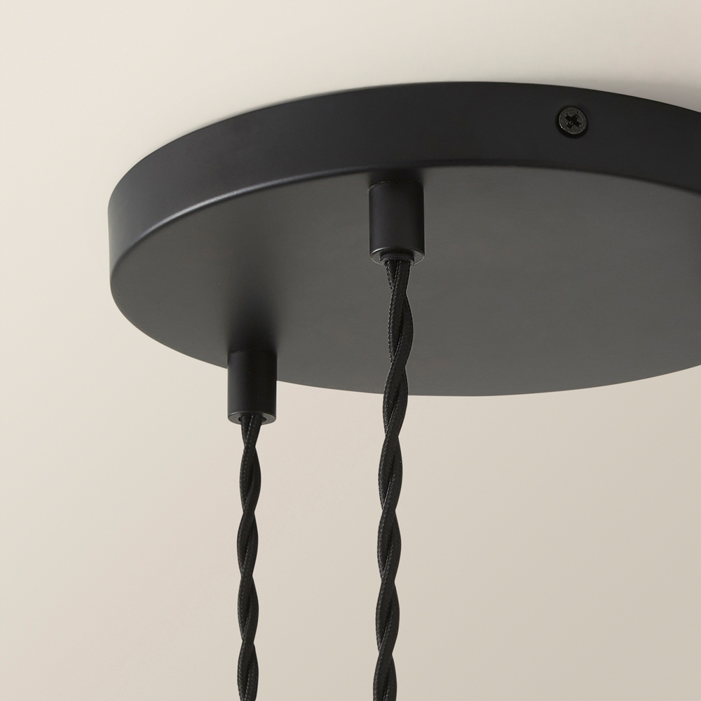 ValueLights Loralei Grey Pleated Faux Silk 3 Drop Cluster Black LED Ceiling Pendant Light Image 4