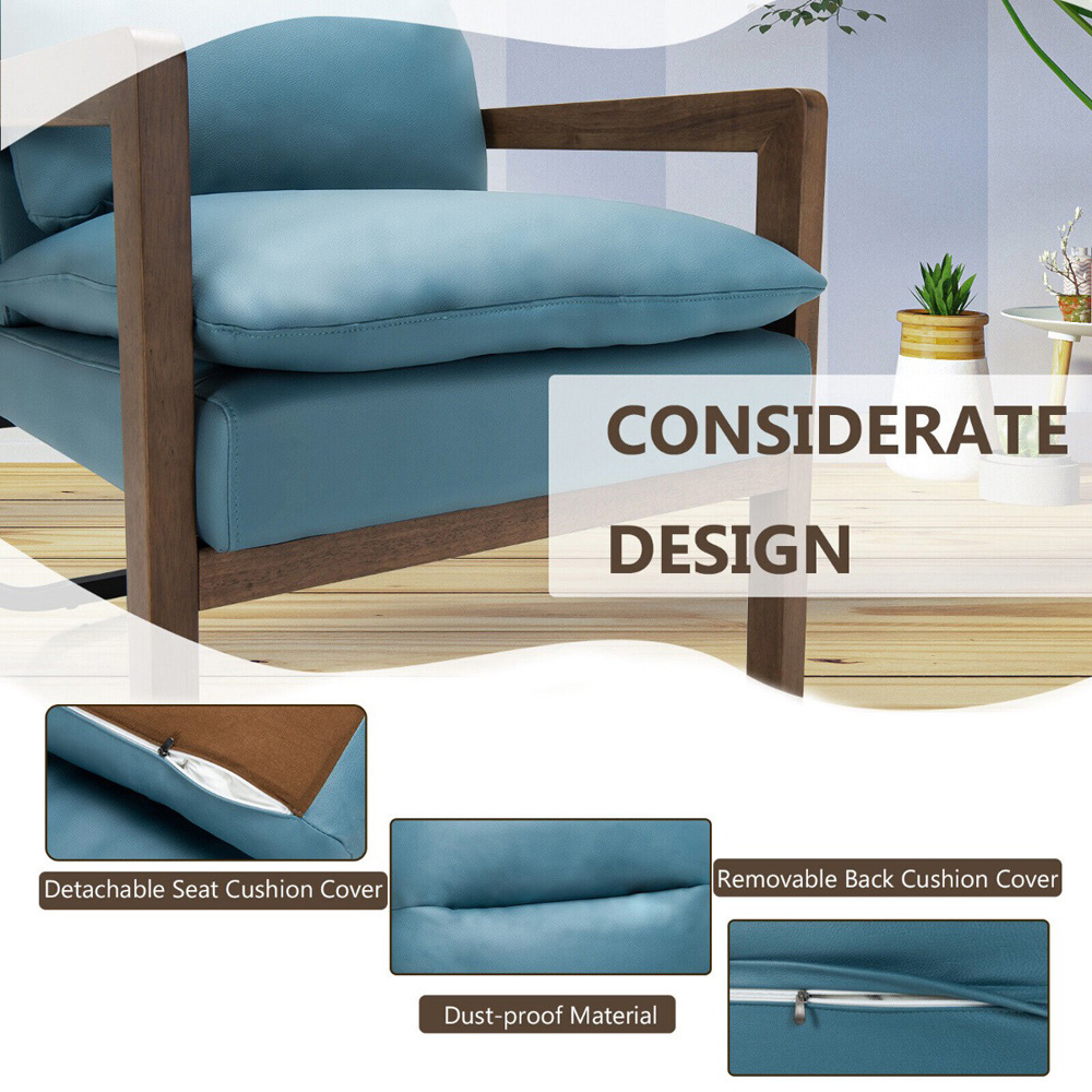 Costway Blue Upholstered Accent Armchair Image 4