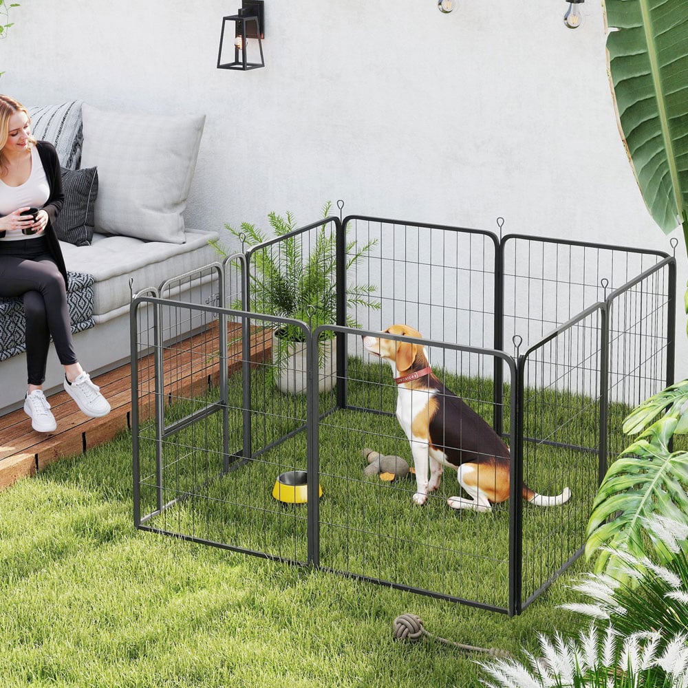 PawHut 8 Panel Steel Dog Playpen with Door 60cm Image 5