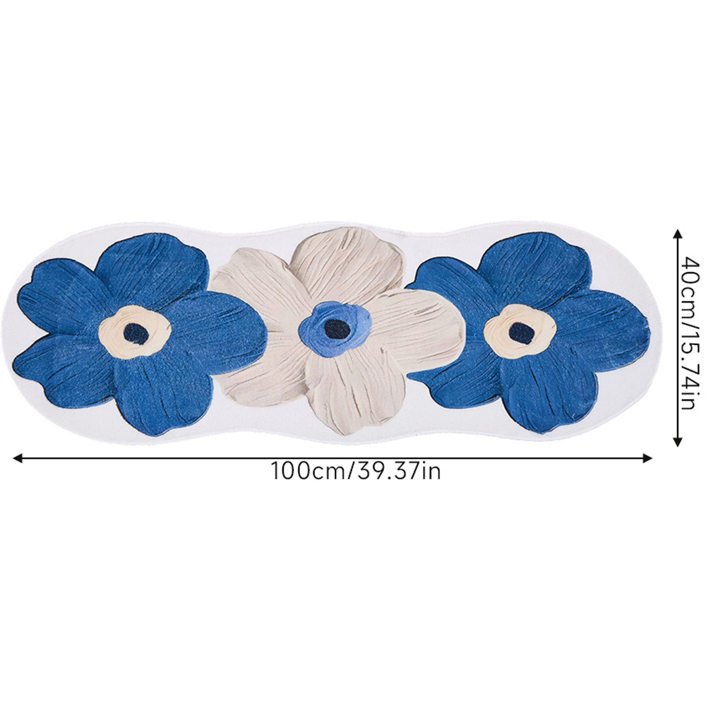 Living and Home Blue Irregular Floral Non-Slip Runner Rug 100 x 40cm Image 8