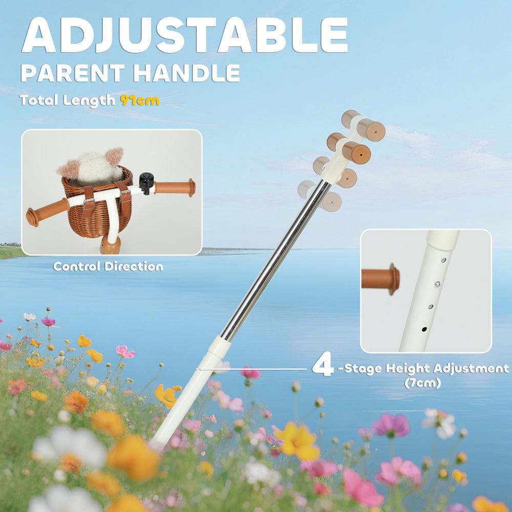 Tommy Toys Toddler White Trike with Adjustable Handle and Basket Image 5